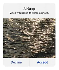 Airdrop image of the ocean being shared